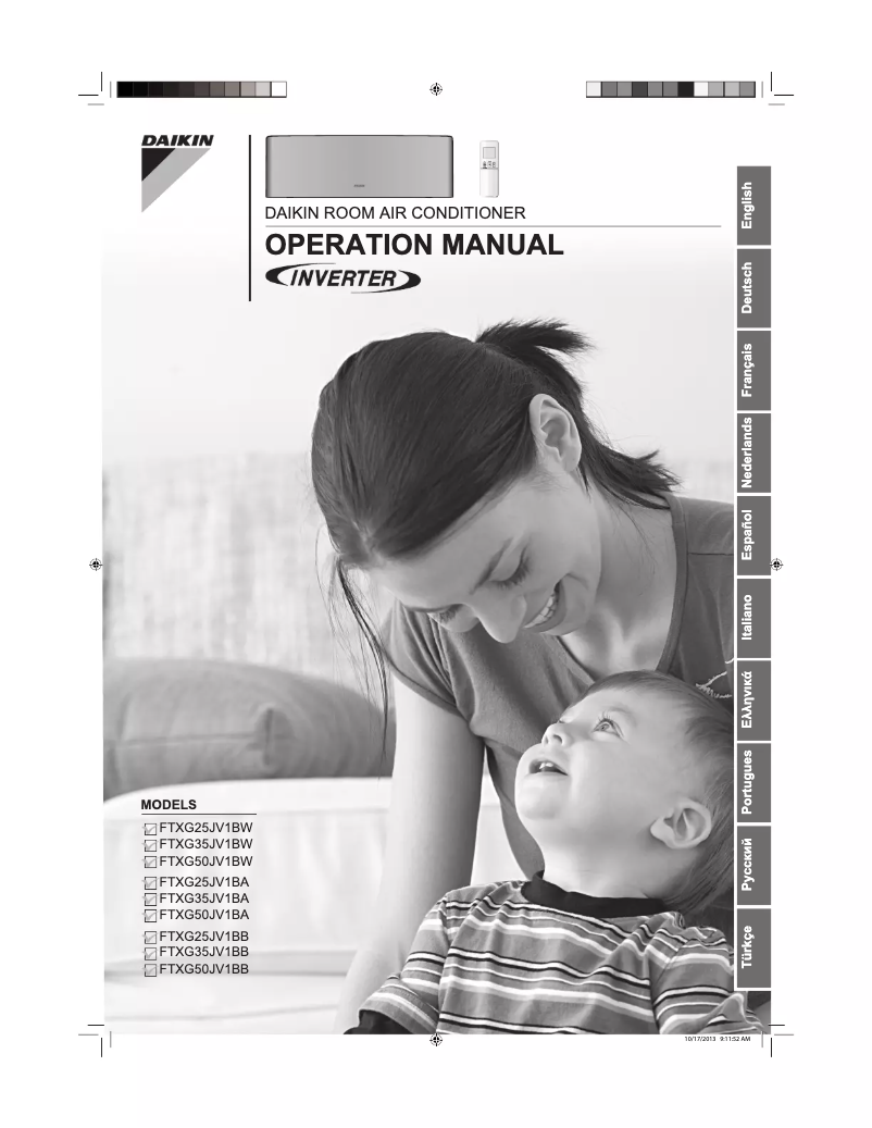 Page 1 de la notice Manuel utilisateur Daikin FTXG25JV1BB