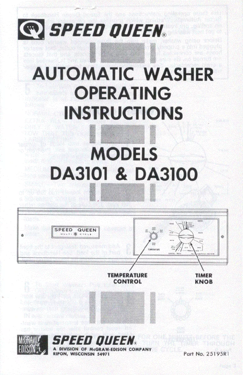 Page n°1 - Manuel utilisateur Speed Queen DA3100