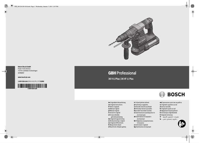 Page 1 de la notice Manuel utilisateur Bosch GBH 36 VF-LI Plus