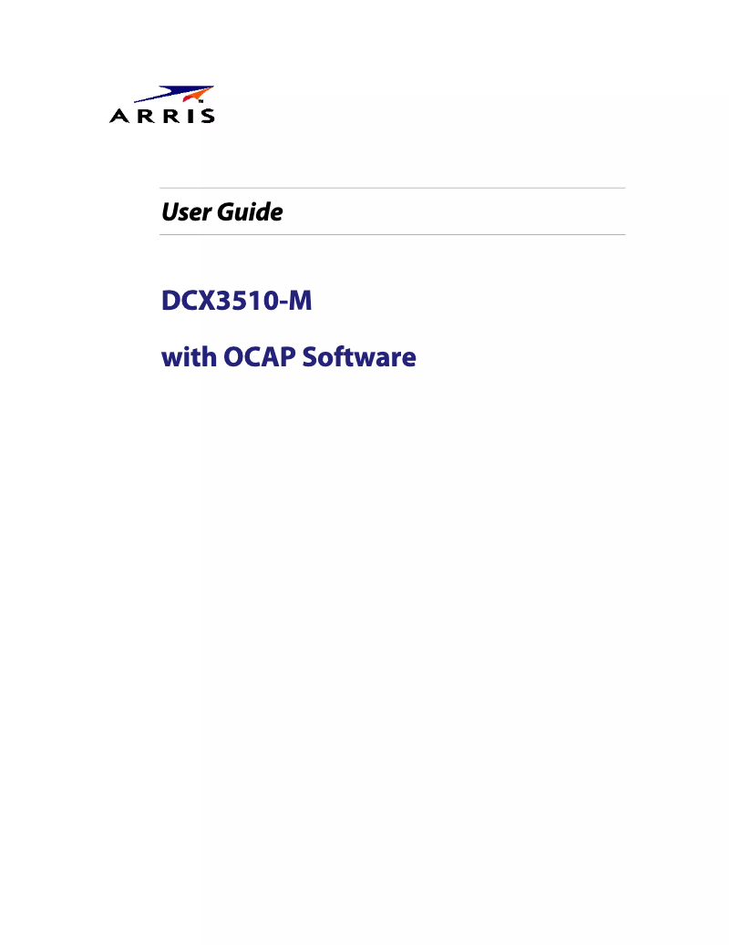 Page n°1 - Manuel utilisateur Arris Touchstone DCX3510-M