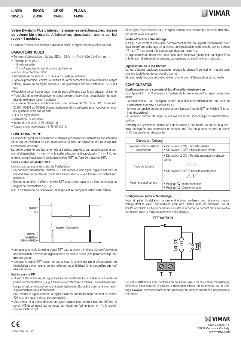 Page 1 de la notice Manuel utilisateur Vimar 20496.N