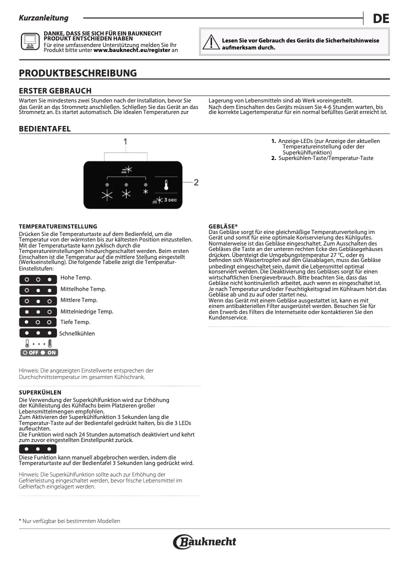Page n°1 - Manuel utilisateur Bauknecht KG StopFrost 172 IN