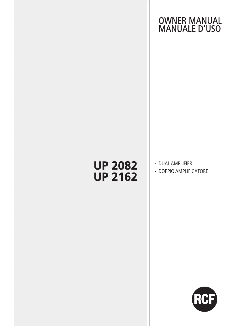 Page 1 de la notice Manuel utilisateur RCF UP 2162