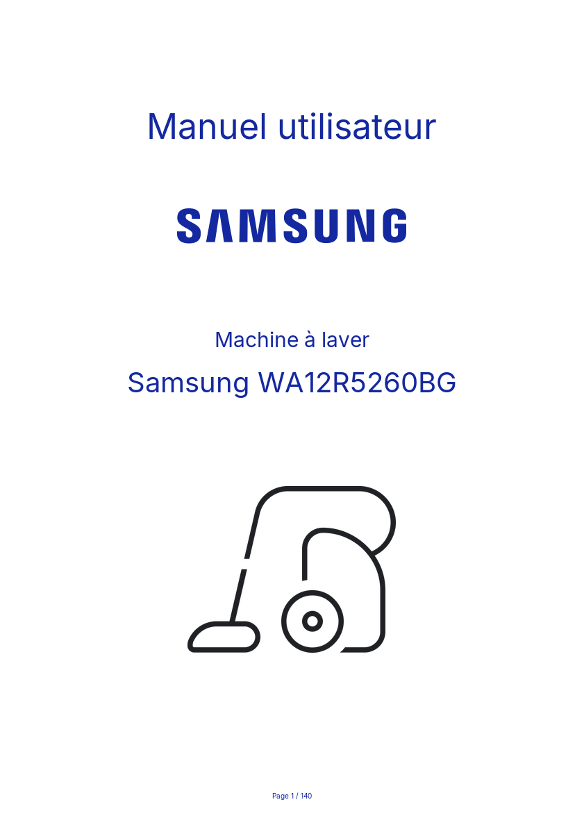 Image de la première page du manuel de l'appareil WA12R5260BG