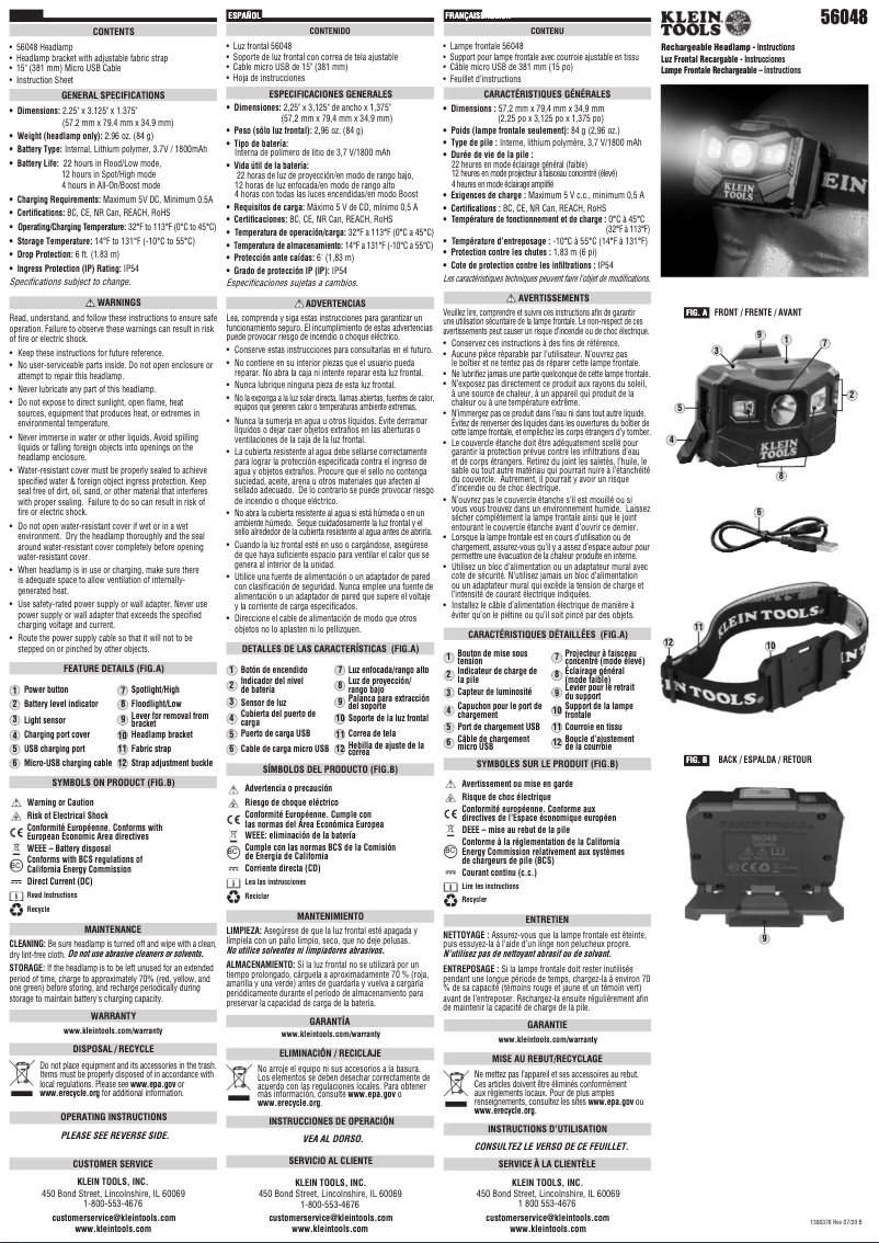 Page 1 de la notice Manuel utilisateur Klein Tools 56048