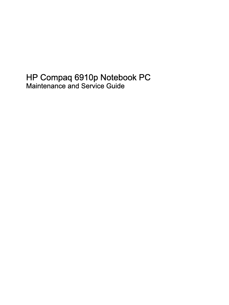 Page n°1 - Manuel d'utilisation et d'entretien HP Compaq 6910p