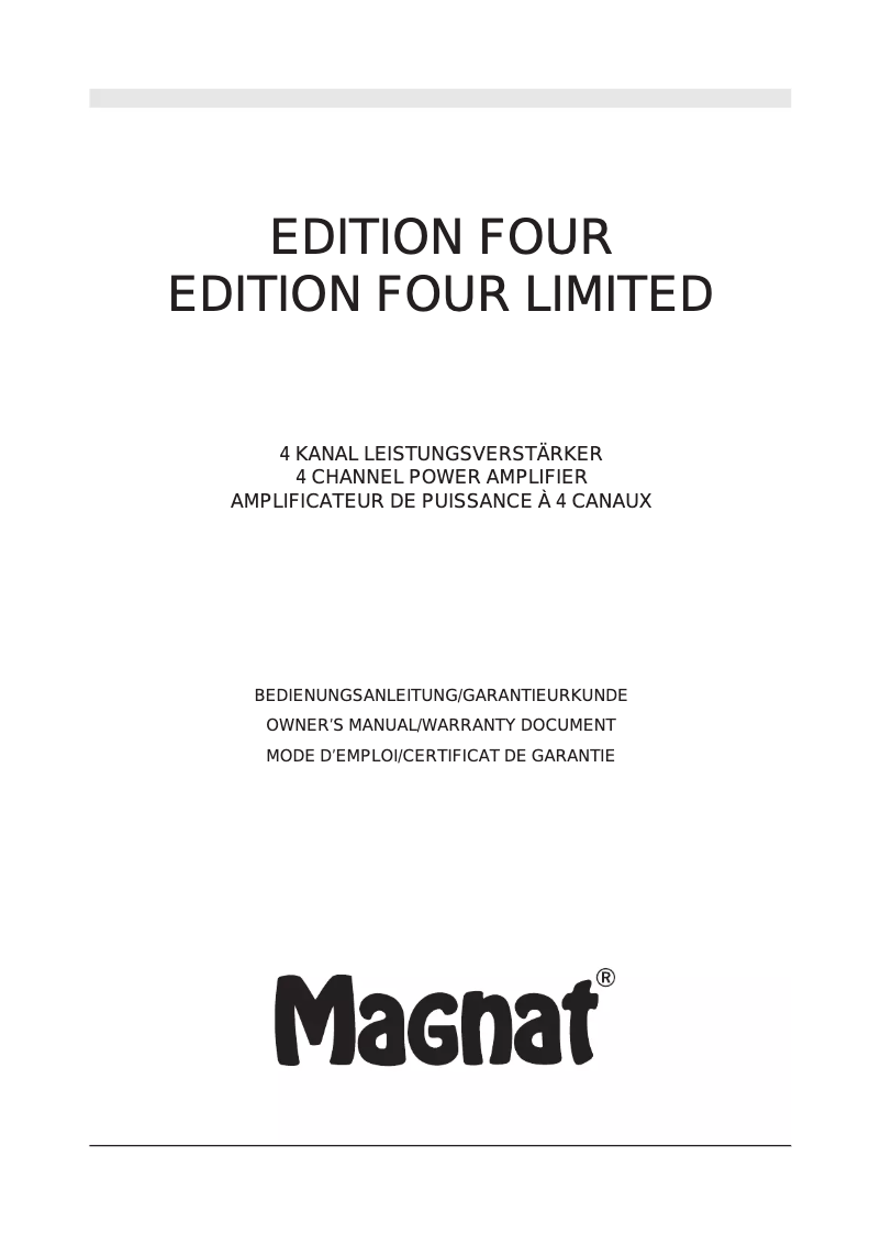 Page 1 de la notice Manuel utilisateur Magnat Edition Four Limited