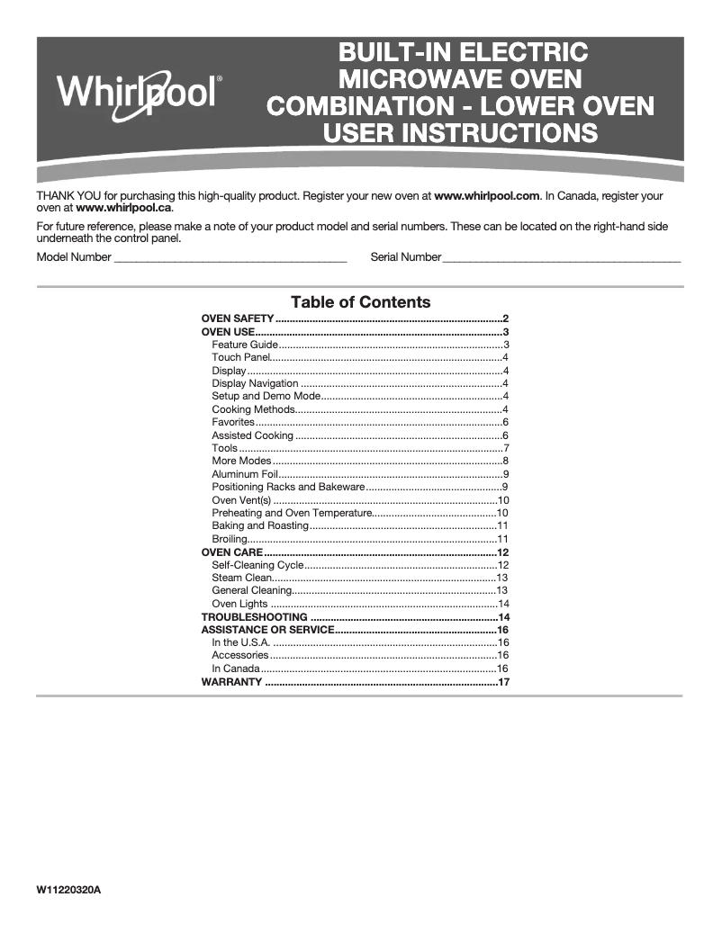 Page 1 de la notice Manuel utilisateur Whirlpool WOC54EC7HW