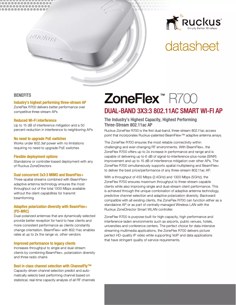 Page n°1 - Manuel utilisateur Ruckus Wireless ZoneFlex R700