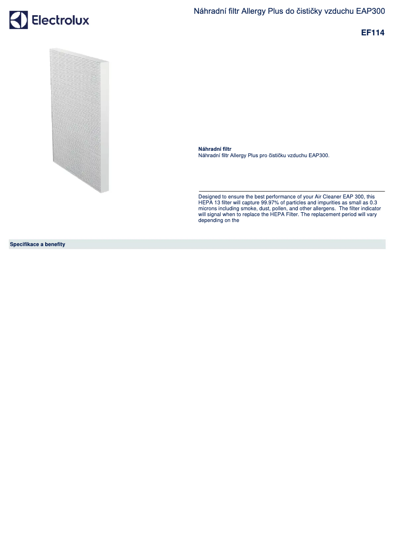 Page 1 de la notice Manuel utilisateur Electrolux EF114