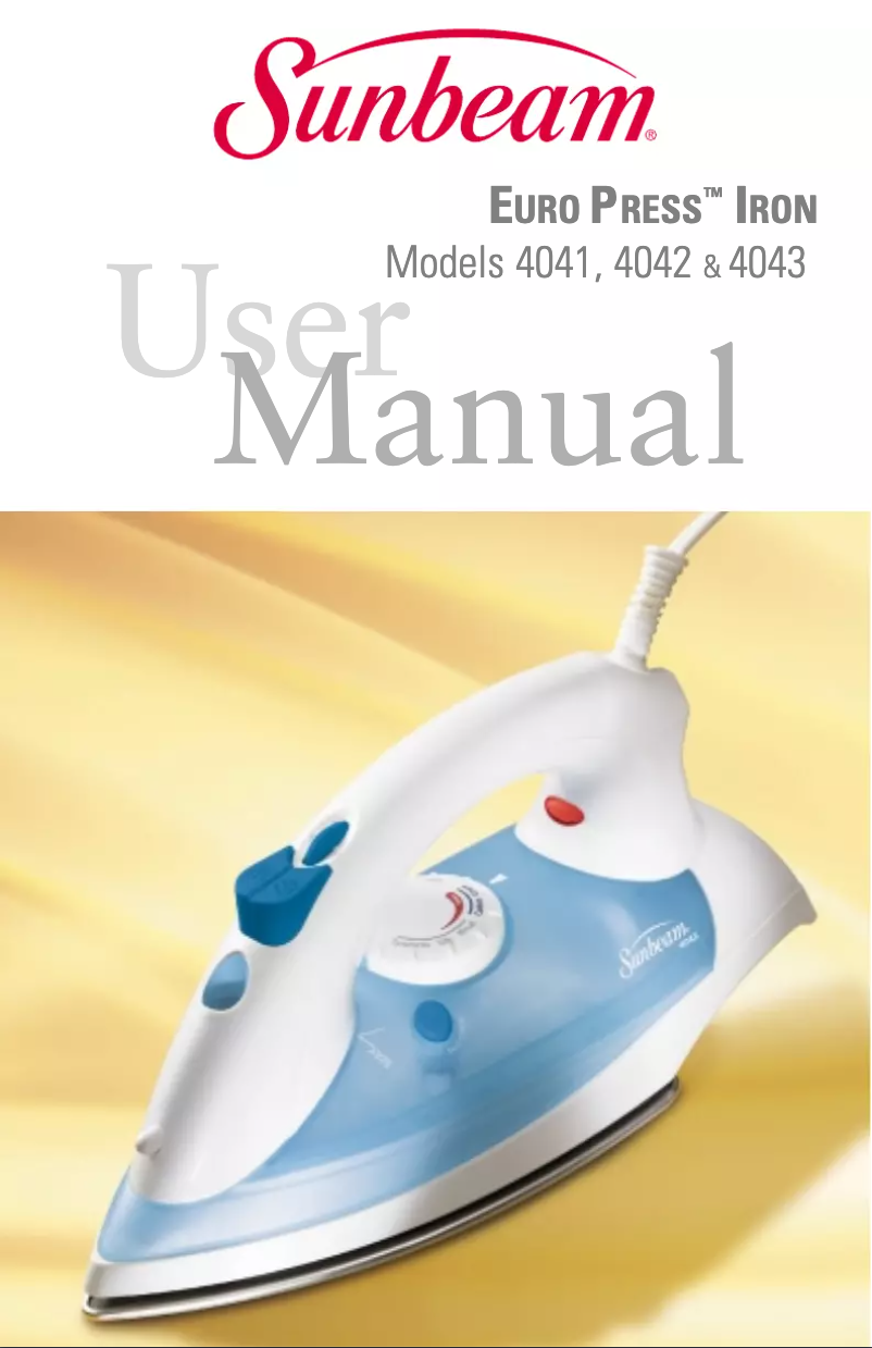 Page 1 of the manual User Manual Sunbeam Euro Press 4043