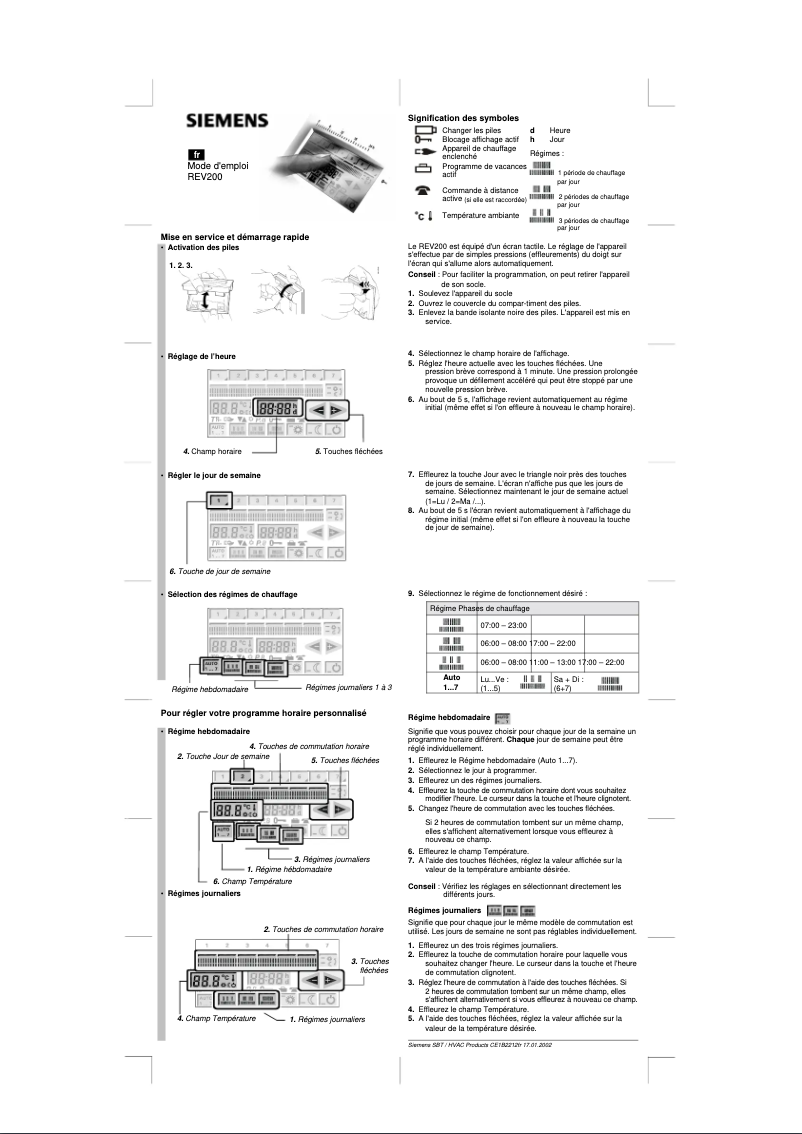Image de la première page du manuel de l'appareil REV200