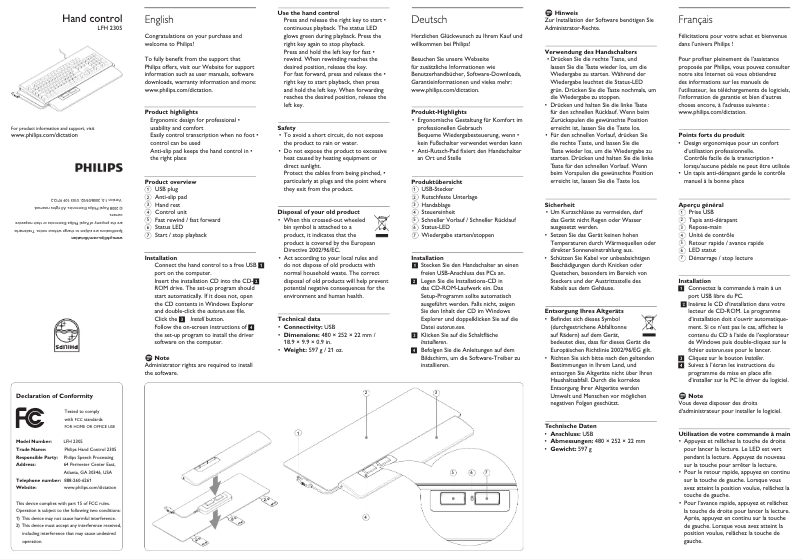 Image de la première page du manuel de l'appareil LFH2305