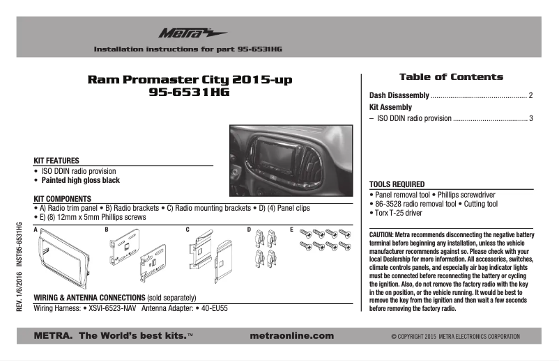 Page n°1 - Guide d'installation Metra 95-6531HG