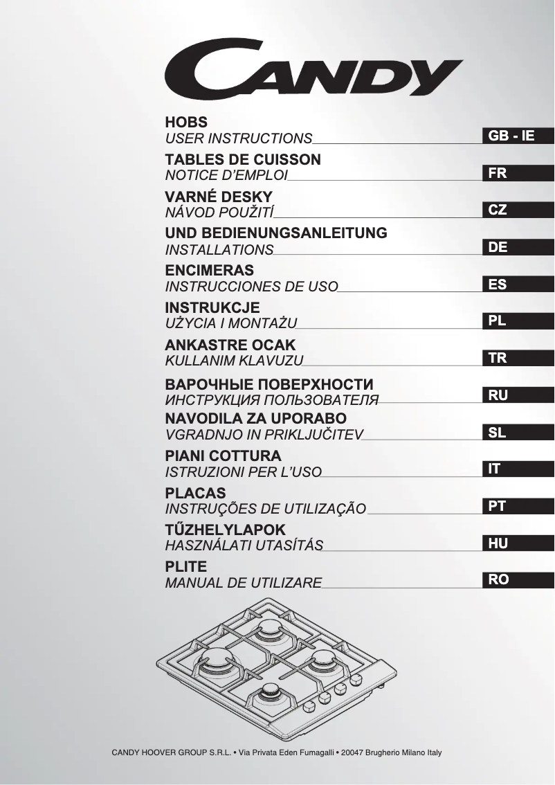 Page 1 de la notice Manuel utilisateur Candy PLC60SPN
