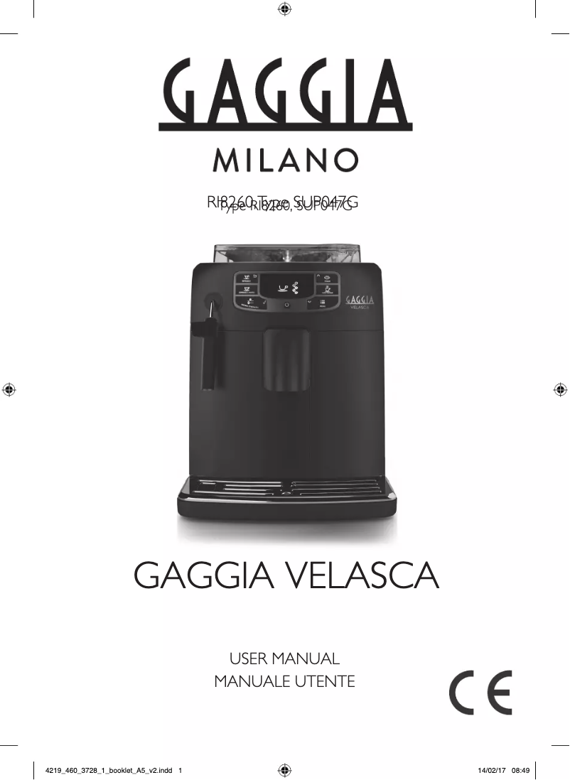 Page n°1 - Manuel utilisateur Gaggia Velasca