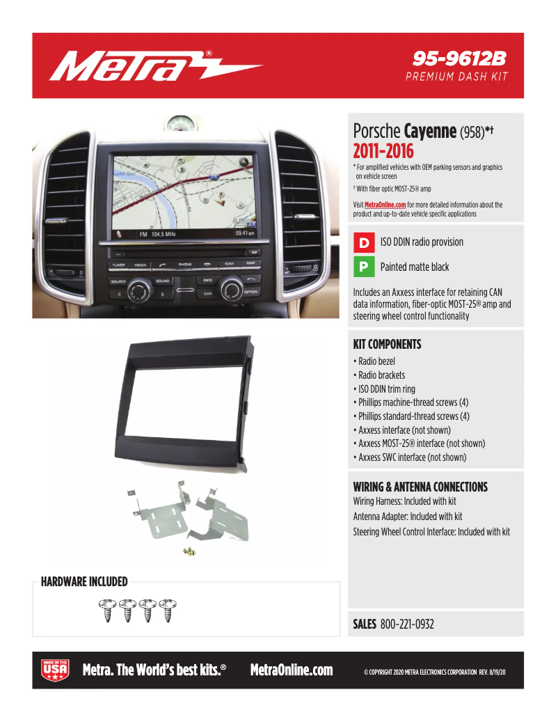 Página 1 del manual Ficha técnica Metra 95-9612B