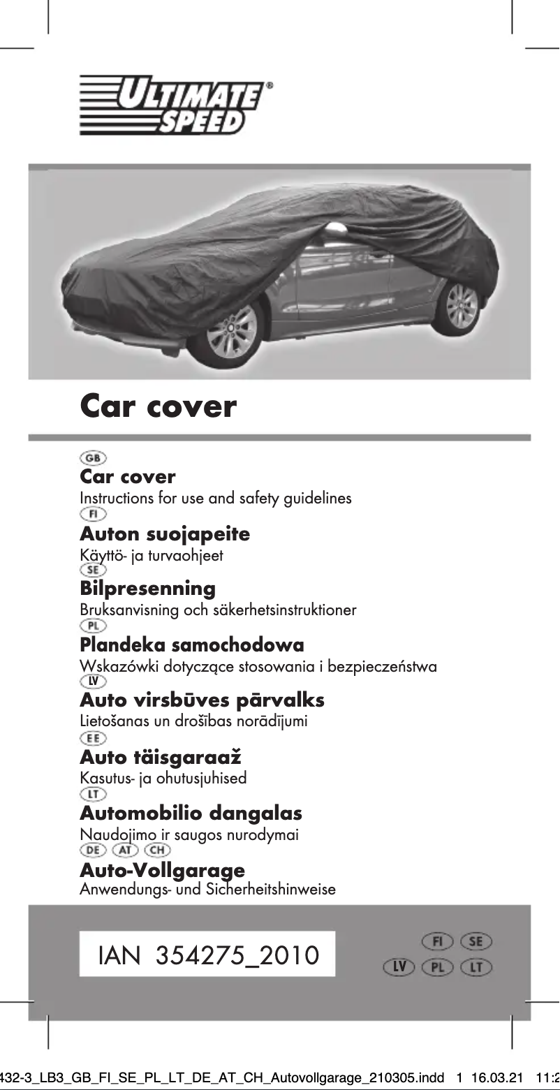 Page n°1 - Manuel utilisateur Ultimate Speed IAN 354275