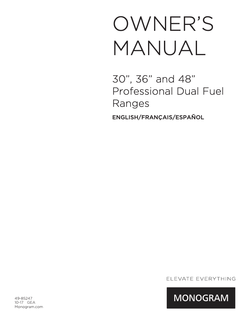 Page n°1 - Manuel utilisateur Monogram ZDP364NRN