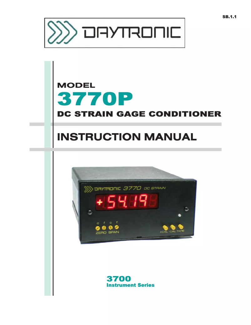 Page n°1 - Manuel utilisateur Daytronic 3770DCP