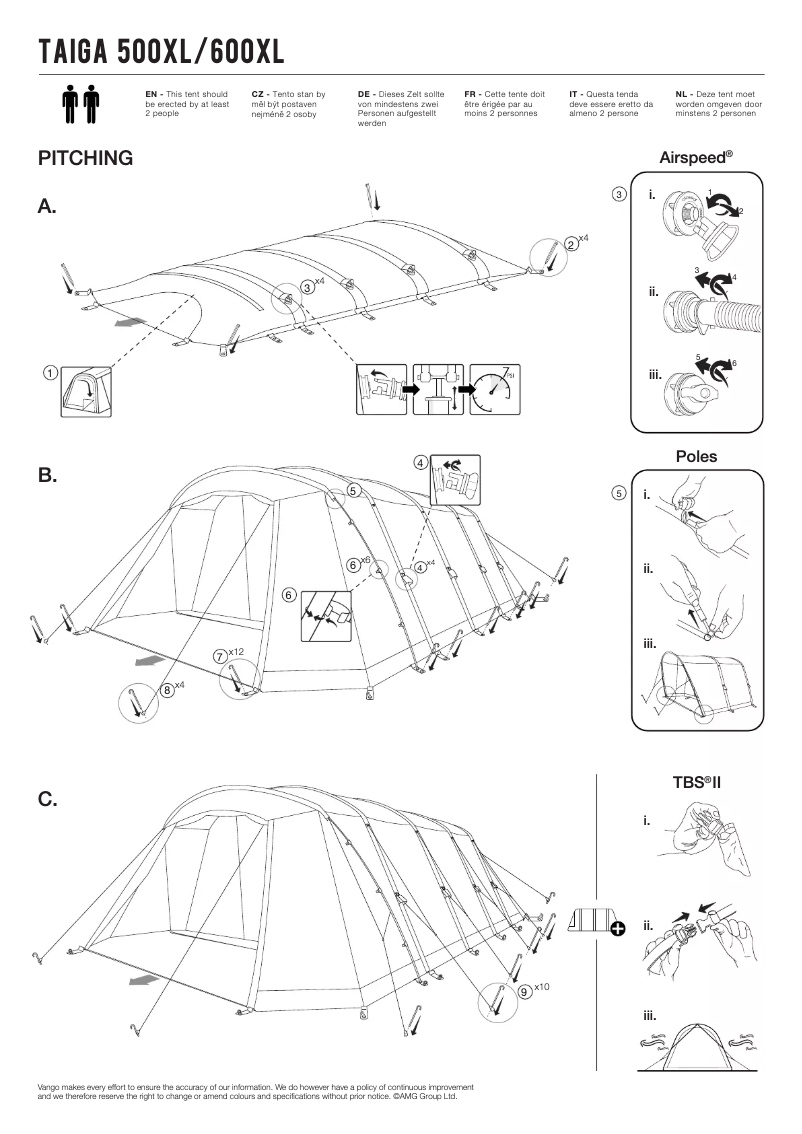Página 1 del manual Manual de usuario Vango Taiga Air 600XL