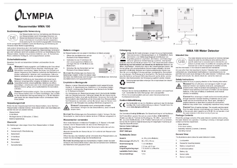 Page n°1 - Manuel utilisateur Olympia WMA 100