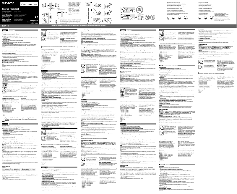 Page n°1 - Manuel utilisateur Sony XBA-1iP