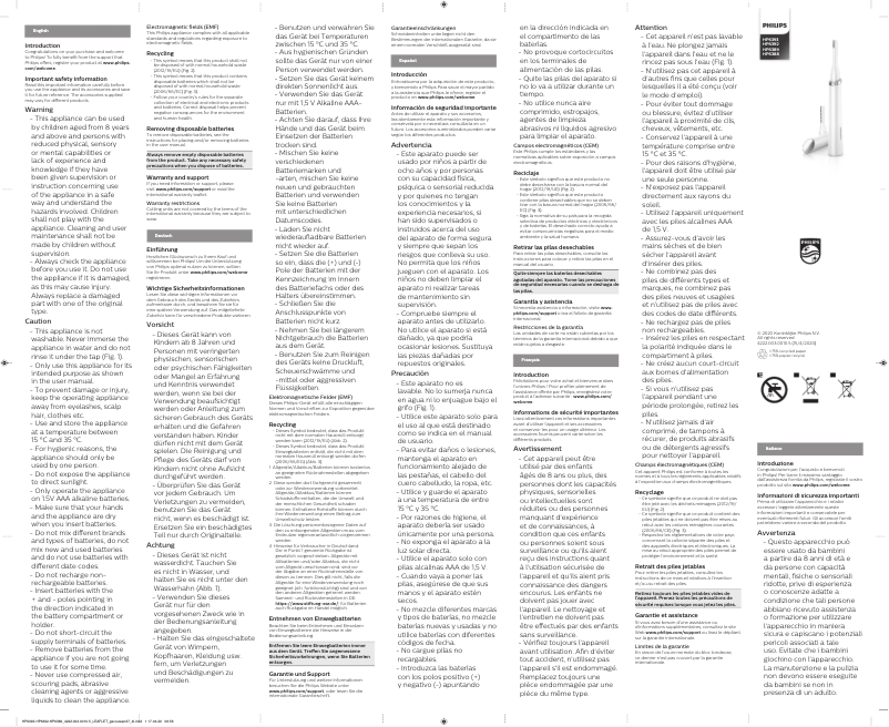 Imagen de la primera página del manual del dispositivo SatinCompact HP6389