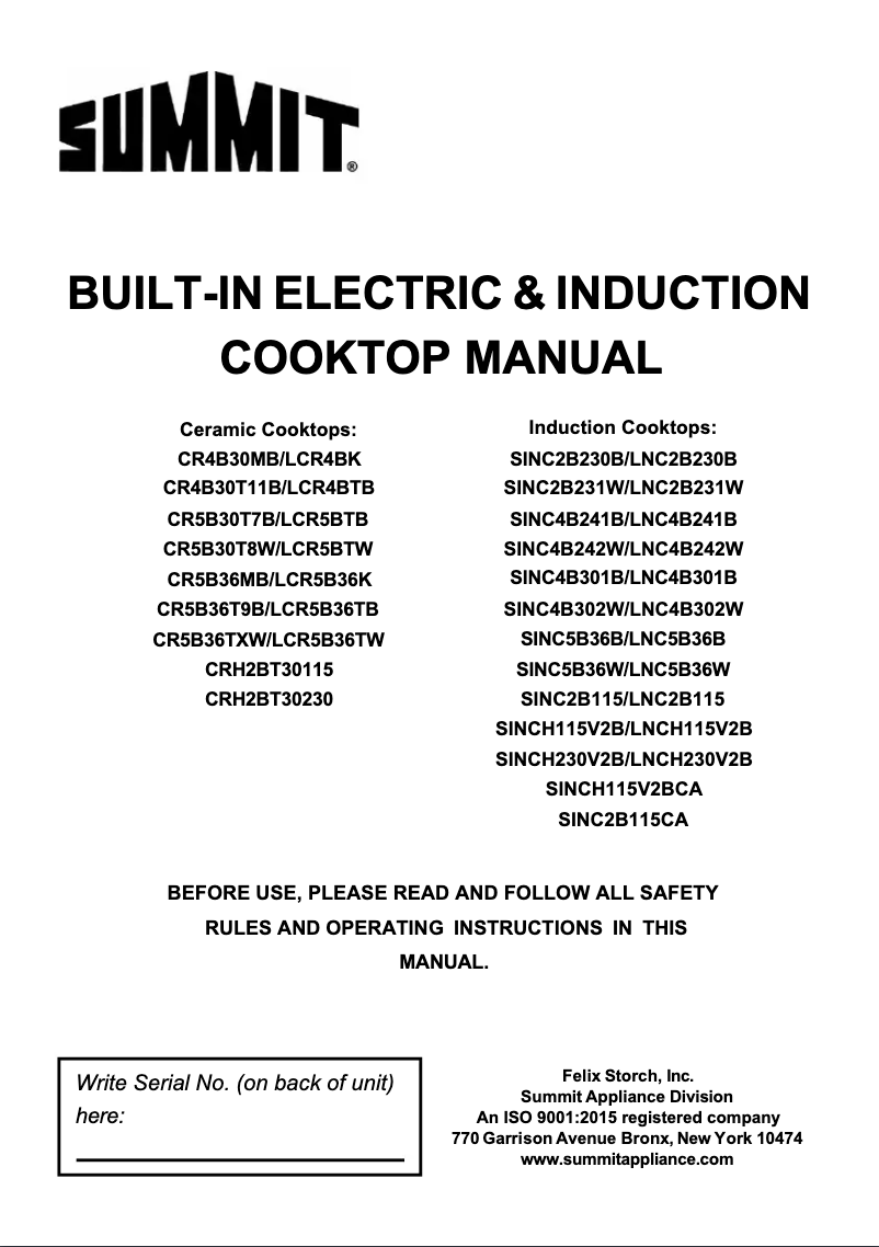 First page image of the manual for CR5B36T9B