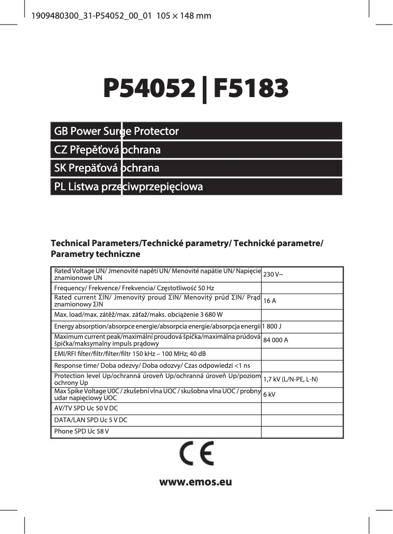 Page n°1 - Manuel utilisateur Emos P54052