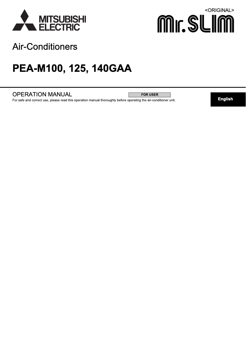 Image de la première page du manuel de l'appareil PEA-M125GAA