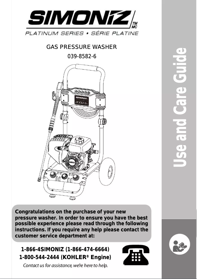 Page n°1 - Manuel utilisateur Simoniz 039-8582-6