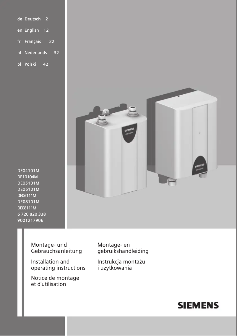 Page 1 de la notice Manuel utilisateur Siemens DE06101M