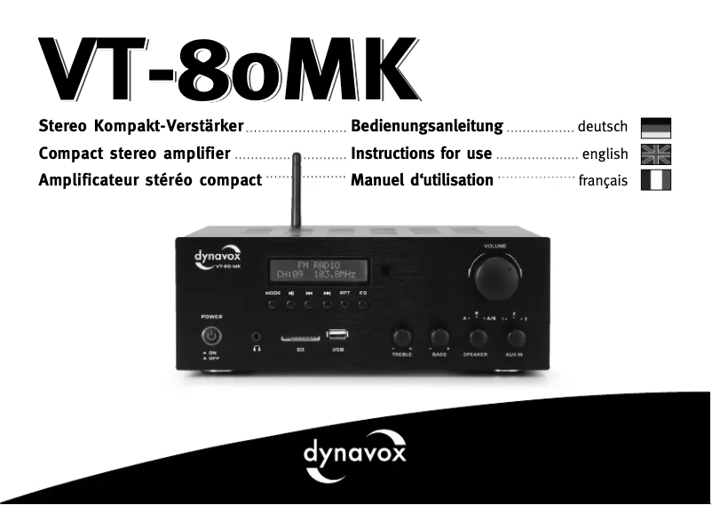 Page n°1 - Manuel utilisateur Dynavox VT-80 MK