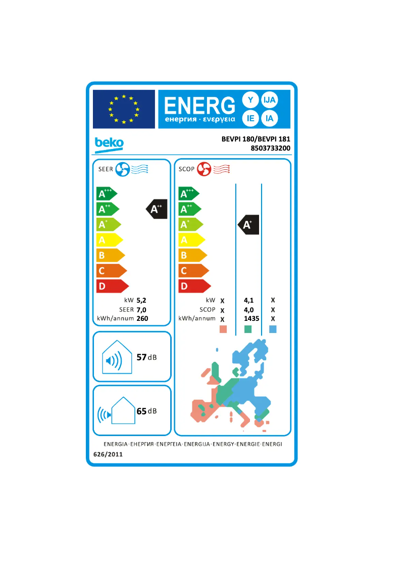 Page n°1 - Label énergétique Beko BEVPI 180