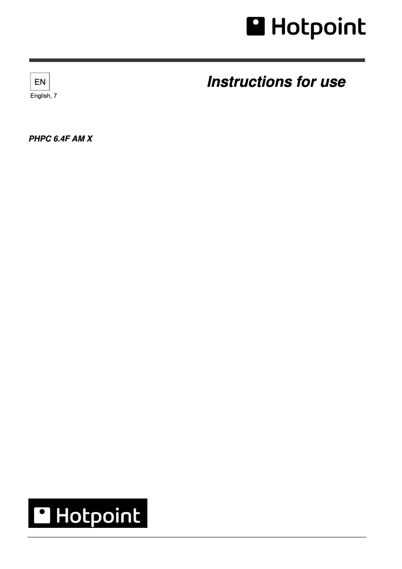 Page n°1 - Manuel utilisateur Hotpoint PHPC 6.4F AM W