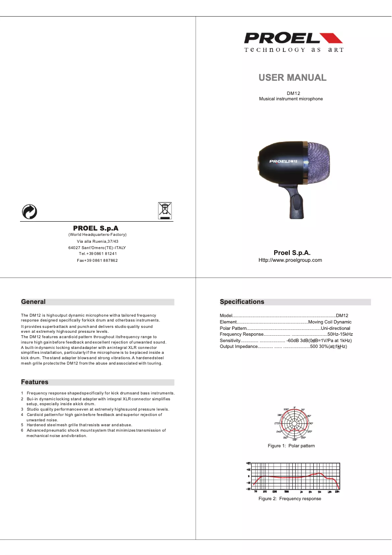 Page 1 de la notice Manuel utilisateur Eikon DM12