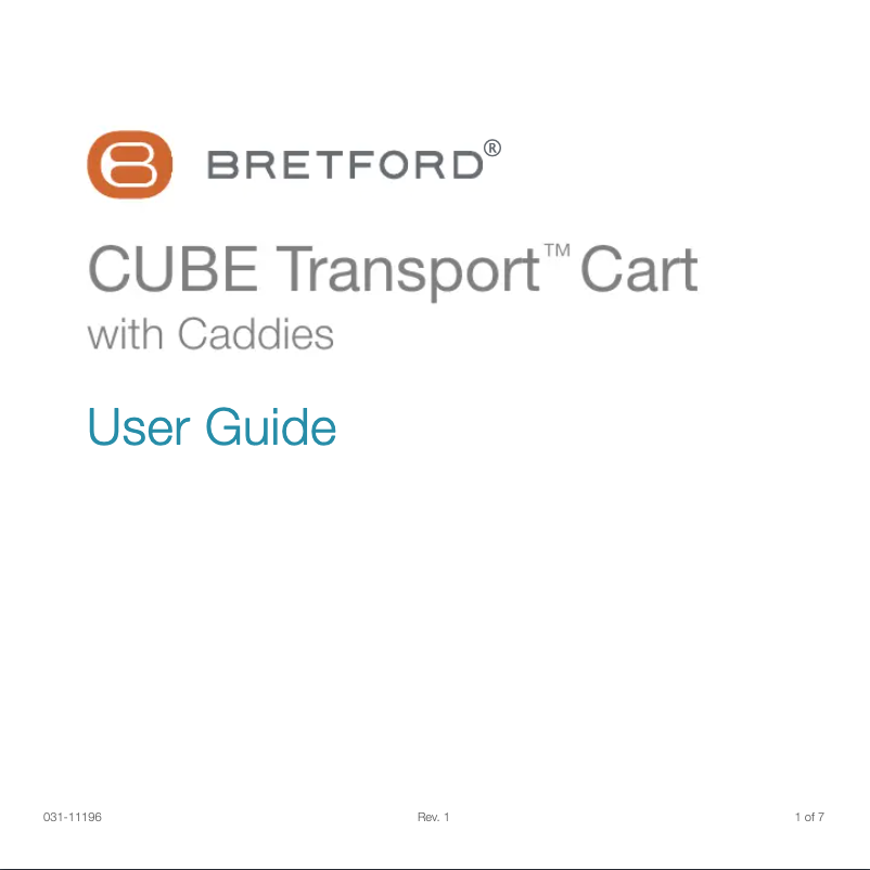 Page n°1 - Manuel utilisateur Bretford CUBE Transport Cart