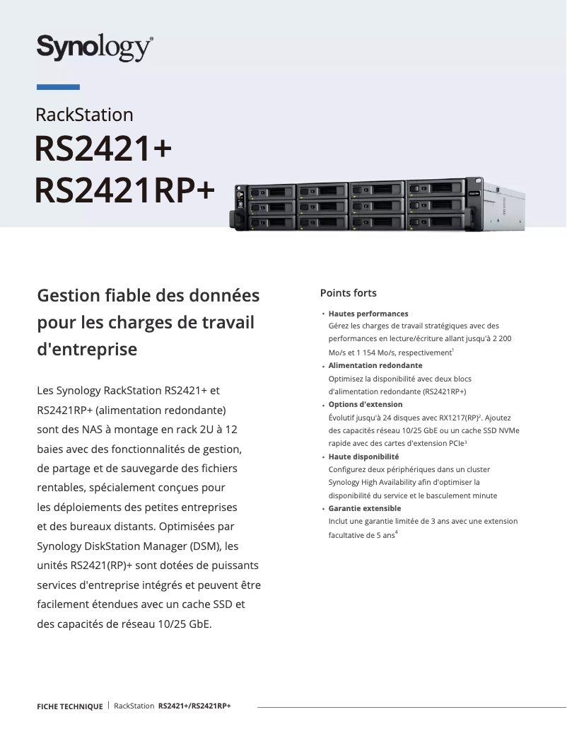 Image de la première page du manuel de l'appareil RS2421+