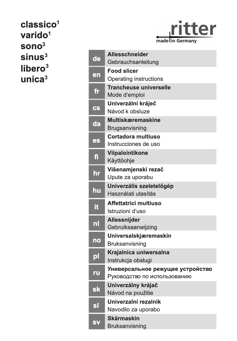 Page 1 de la notice Manuel utilisateur Ritter Libero 3