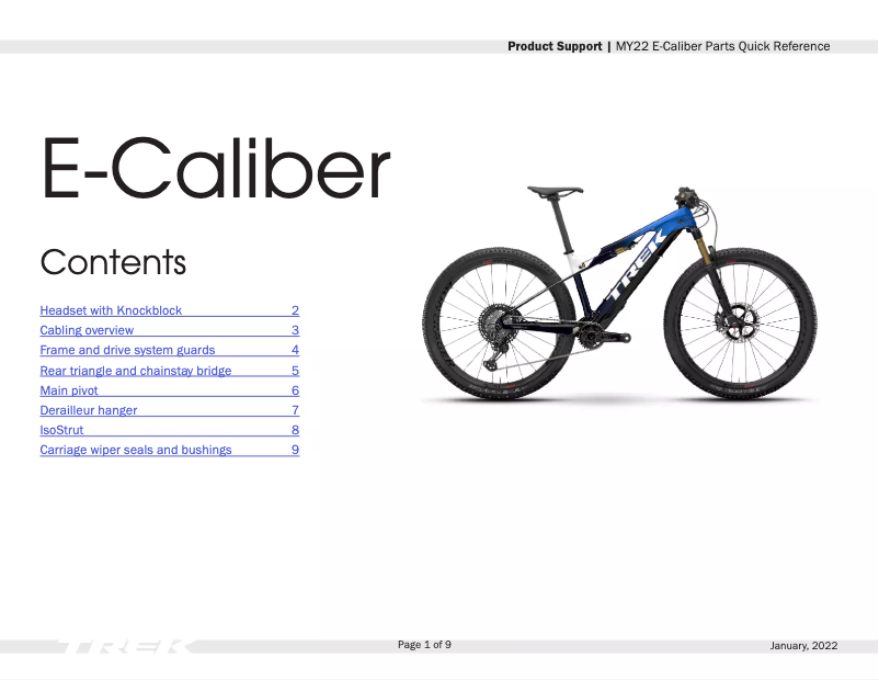 Página 1 del manual Guía de inicio rápido Trek E-Caliber