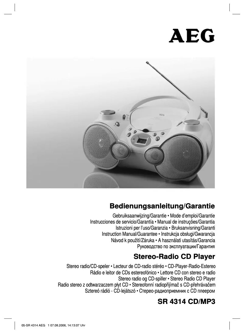 Image de la première page du manuel de l'appareil SR 4314 CD/MP3