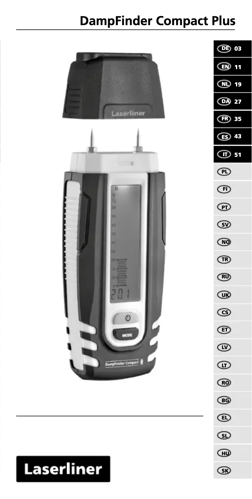 Page 1 de la notice Manuel utilisateur Laserliner DampFinder Compact Plus