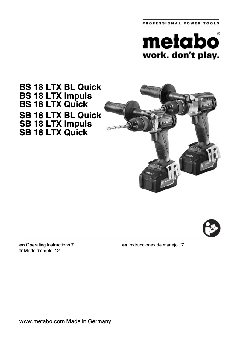 Image de la première page du manuel de l'appareil SB18 LTX BL 5.2