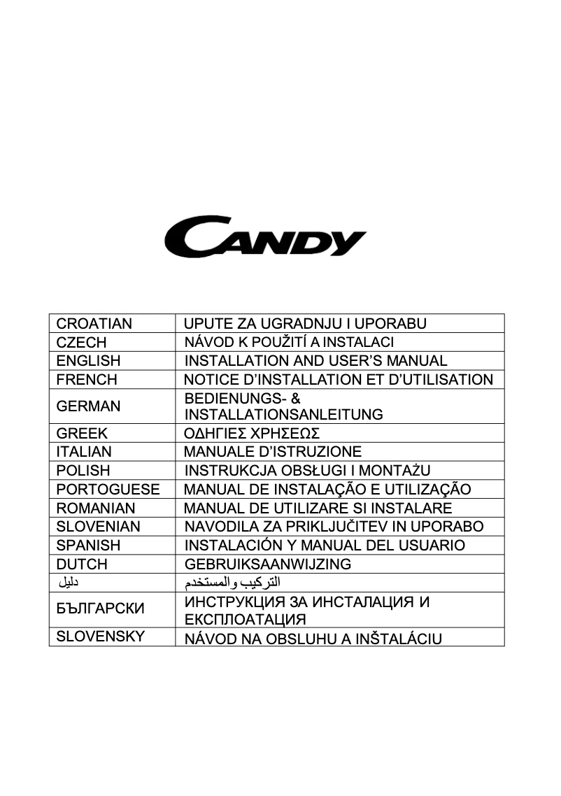Page 1 de la notice Manuel utilisateur Candy CCE116/1X