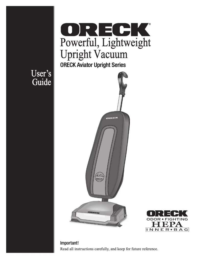 Page 1 of the manual User Manual Oreck David Aviator