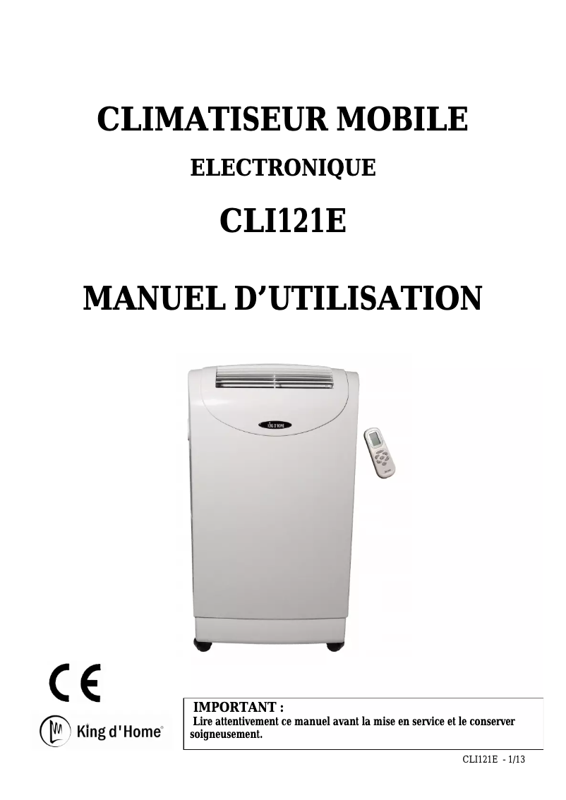 Page n°1 - Manuel utilisateur King D'Home CLI121E