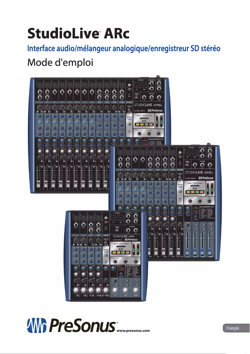 Page n°1 - Manuel utilisateur PreSonus StudioLive AR8c