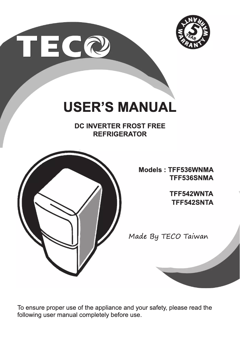 Image de la première page du manuel de l'appareil TFF536WNMA