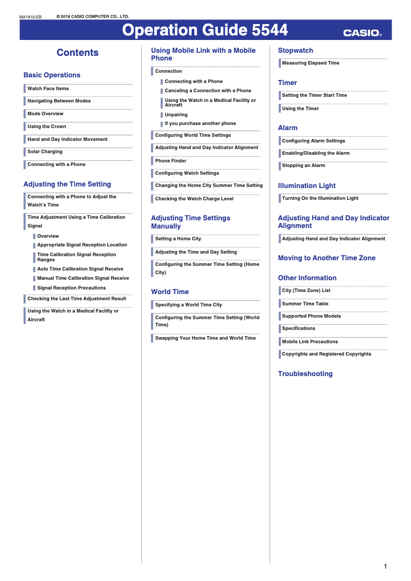 Image de la première page du manuel de l'appareil G-Shock MTG-B1000TF-1ADR